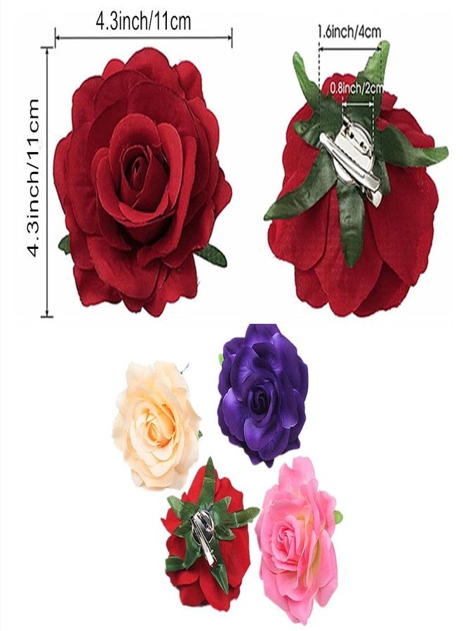 ALIMITOPIA Flower Hair Clip Fabric Artificial Rose Flower Hairpin Barrette Brooch Headdress Bobby Pins Headwear Hair Accessories for wedding Party supplies(Rose Style;4.3 inches;6pcs) - Image 2